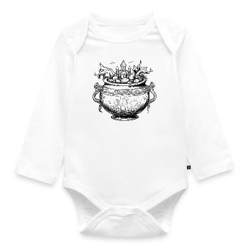 Kessel Magisch Hexe Halloween - Baby Bio-Langarm-Body - Weiß - Vorne
