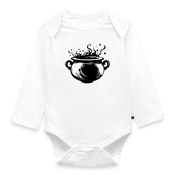 Kessel Magisch Hexe Halloween - Baby Bio-Langarm-Body - Weiß - Vorne