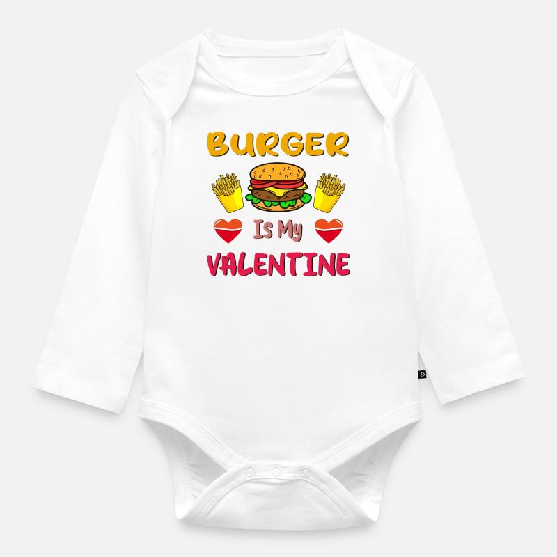 Le burger est ma Saint-Valentin - Body Bébé bio manches longues - blanc