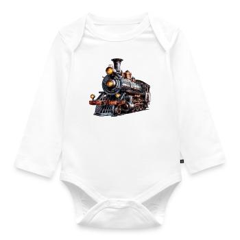Die Dampflock, ein historisches Relikt - Baby Bio-Langarm-Body - Weiß - Vorne
