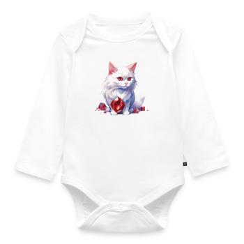 Pierre de naissance Chat Juillet - Body Bébé bio manches longues - blanc - Devant