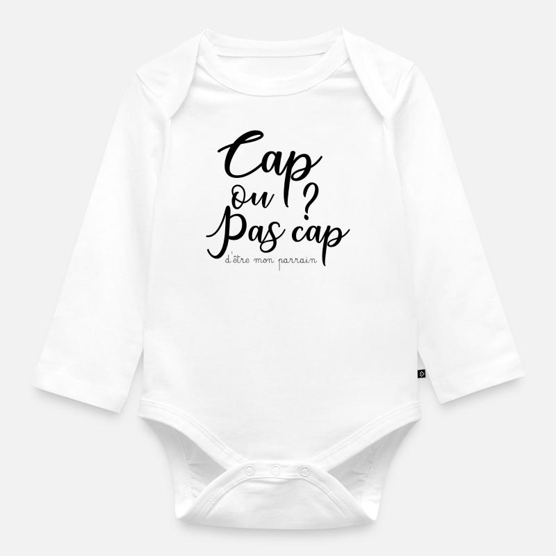 Parrain cap ou pas cap ? - Body Bébé bio manches longues - blanc