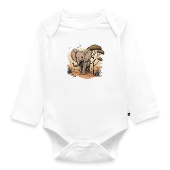 Riese der Savanne - Baby Bio-Langarm-Body - Weiß - Vorne