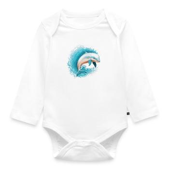 Delfine verspielter Sprung - Baby Bio-Langarm-Body - Weiß - Vorne