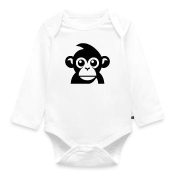 Monkey Monkey Monkey Face Jungle - Organic Longsleeve Baby Bodysuit - white - Front