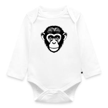 Monkey Monkey Monkey Face Jungle - Organic Longsleeve Baby Bodysuit - white - Front