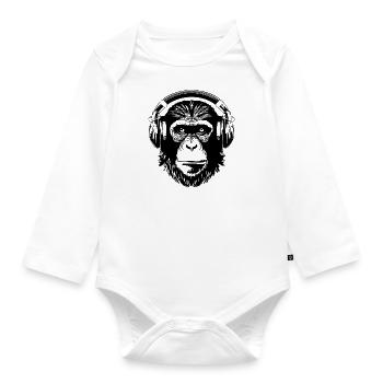 Affe Affen Affengesicht Dschungel - Baby Bio-Langarm-Body - Weiß - Vorne