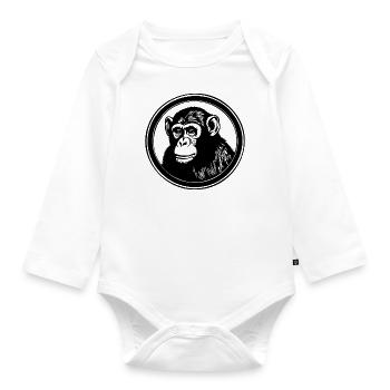 Affe Affen Affengesicht Dschungel - Baby Bio-Langarm-Body - Weiß - Vorne