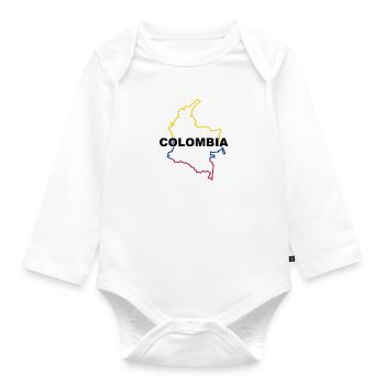 Karte von Kolumbien - Baby Bio-Langarm-Body - Weiß - Vorne