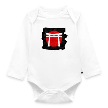 Weißes Torii-Tor auf der Roten Sonne: Heiter und symbolisch - Baby Bio-Langarm-Body - Weiß - Vorne