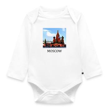 Moscow - Organic Longsleeve Baby Bodysuit - white - Front