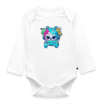 Skullhead Controller - Organic Longsleeve Baby Bodysuit - white - Front