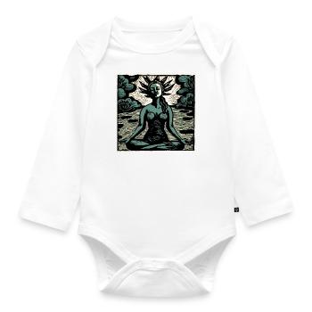 Yoga Padmasana green - Baby Bio-Langarm-Body - Weiß - Vorne