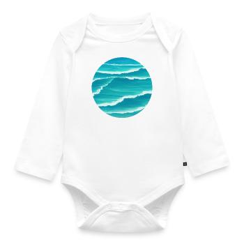 Ocean Waves - Baby Bio-Langarm-Body - Weiß - Vorne