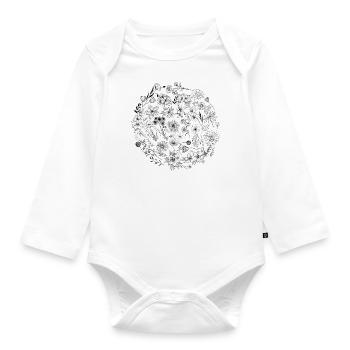 Minimalist flower - Organic Longsleeve Baby Bodysuit - white - Front