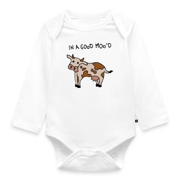In A Good Mood Cow - Organic Longsleeve Baby Bodysuit - white - Front
