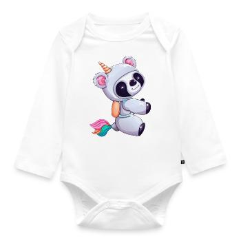 Koala-Einhorn Fusion, Fantastisches Tierdesign - Baby Bio-Langarm-Body - Weiß - Vorne