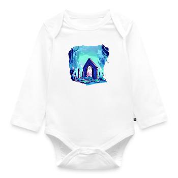 Friedhof Grabstein Grab - Baby Bio-Langarm-Body - Weiß - Vorne