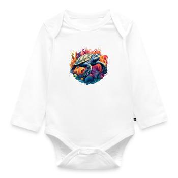 Lebendige Meeresschildkröte - Baby Bio-Langarm-Body - Weiß - Vorne