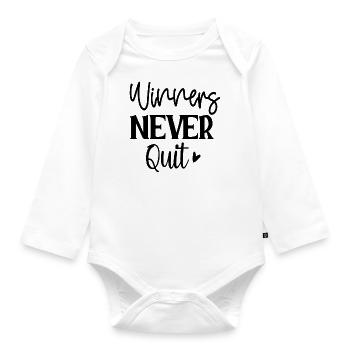 Winners Never Quit - Baby Bio-Langarm-Body - Weiß - Vorne