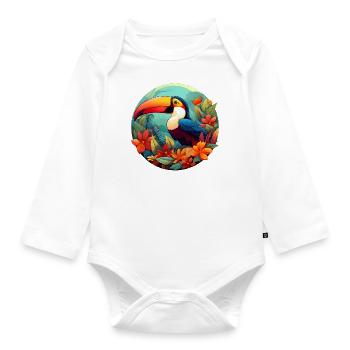 Tropical Toucan - Organic Longsleeve Baby Bodysuit - white - Front