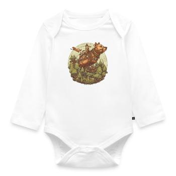 Steampunk Luftschiff Hund - Baby Bio-Langarm-Body - Weiß - Vorne