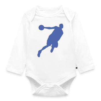 Basketball player silhouette, dynamic sports design - Organic Longsleeve Baby Bodysuit - white - Front
