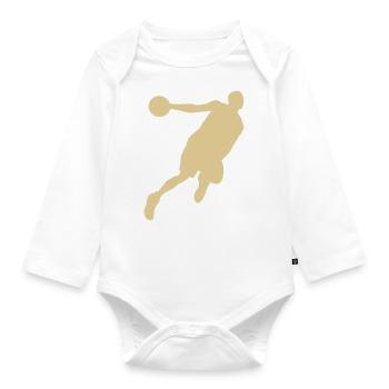 Basketball player silhouette, dynamic sports design - Organic Longsleeve Baby Bodysuit - white - Front