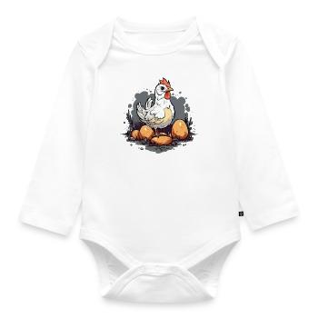 Joo the hen - Organic Longsleeve Baby Bodysuit - white - Front
