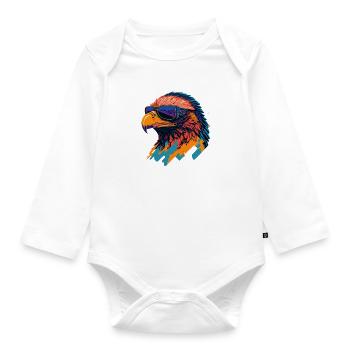 Majestic Soar: Retro Eagle T-Shirt - Organic Longsleeve Baby Bodysuit - white - Front