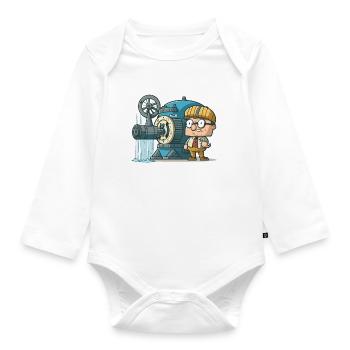 Power of Wind: Wind Energy - Organic Longsleeve Baby Bodysuit - white - Front