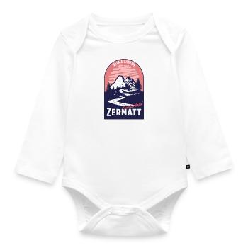 Wallis, Kanton Zermatt, Schweiz - Baby Bio-Langarm-Body - Weiß - Vorne