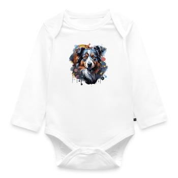 Australian Shepherd - Organic Longsleeve Baby Bodysuit - white - Front