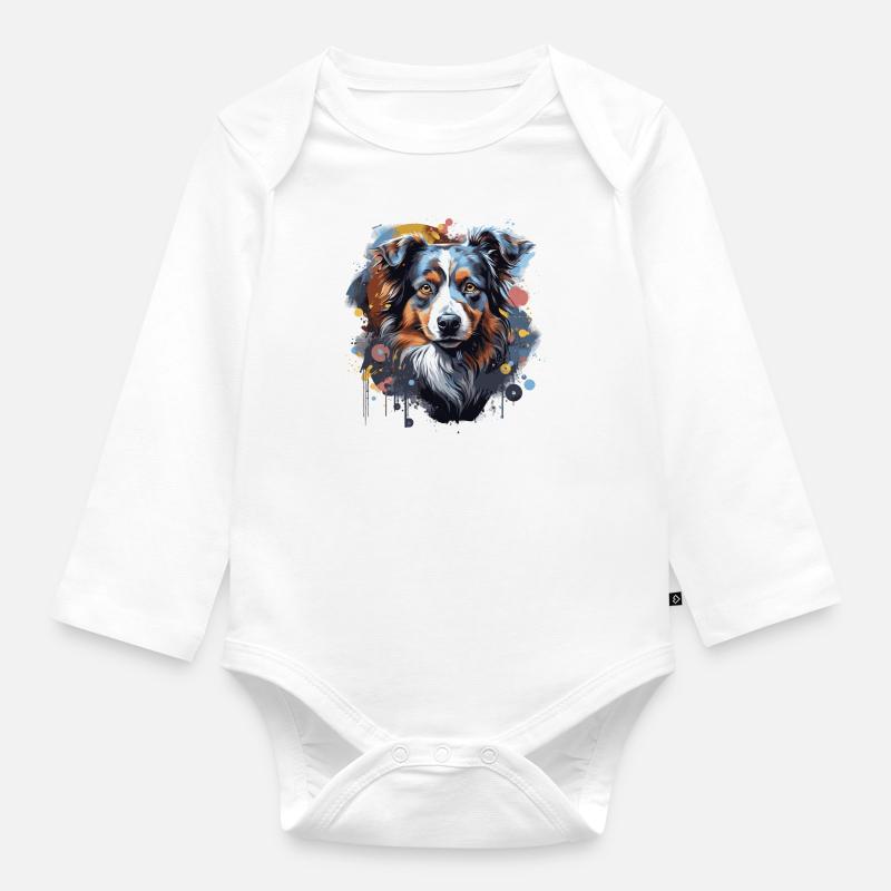 Berger australien - Body Bébé bio manches longues - blanc