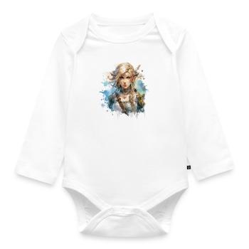 Gaming art tears of kingdom, ocorina of time,selda - Baby Bio-Langarm-Body - Weiß - Vorne