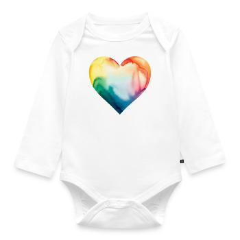 Lgbt Herz Regenbogen - Baby Bio-Langarm-Body - Weiß - Vorne