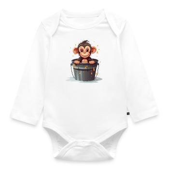Affenhitze ist ein Sprichwort - Baby Bio-Langarm-Body - Weiß - Vorne