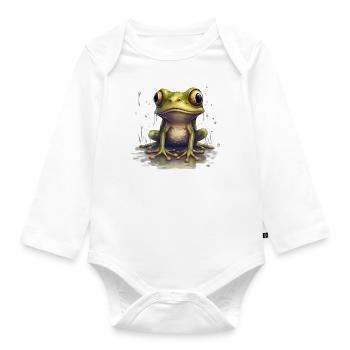 Frogs are sensitive to the weather - Organic Longsleeve Baby Bodysuit - white - Front
