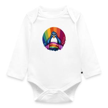 Pinguin Pride: Ein Zeichen der Vielfalt - Baby Bio-Langarm-Body - Weiß - Vorne