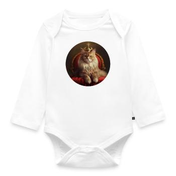 Royal Cat - Organic Longsleeve Baby Bodysuit - white - Front