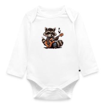 Raccoon Rocker - Organic Longsleeve Baby Bodysuit - white - Front