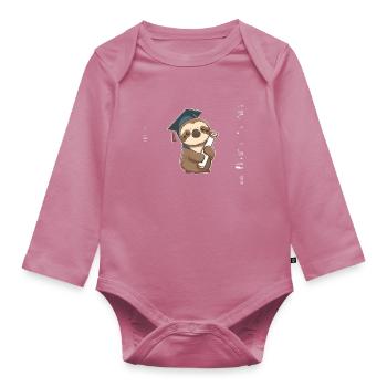 Graduate Sloth - Organic Longsleeve Baby Bodysuit - mauve - Front