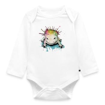 Kilko the axolotl - Organic Longsleeve Baby Bodysuit - white - Front