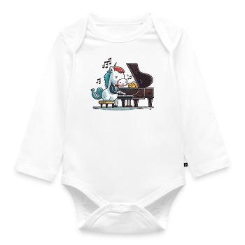 Einhorn-Melodie - Baby Bio-Langarm-Body - Weiß - Vorne