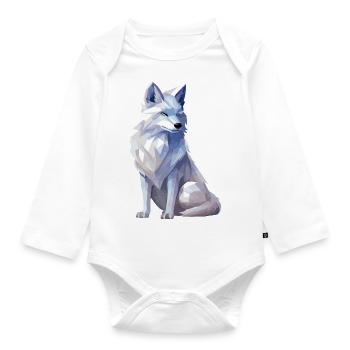 Polarfuchs im Polygon Stil - Baby Bio-Langarm-Body - Weiß - Vorne