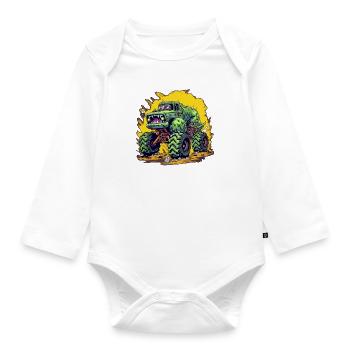 Monster Truck realmonster - Baby Bio-Langarm-Body - Weiß - Vorne