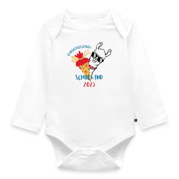 Schulstart-Schulkind-Schulanfang - Baby Bio-Langarm-Body - Weiß - Vorne