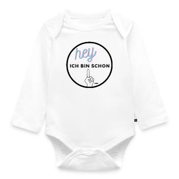 Hey ich bin schon EINS - Baby Bio-Langarm-Body - Weiß - Vorne
