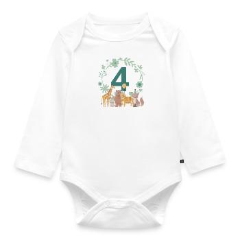 4th anniversary - fourth anniversary animals - Organic Longsleeve Baby Bodysuit - white - Front