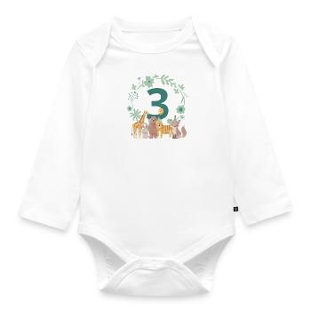 3. Jahrestag - Tiere zum dritten Jahrestag - Baby Bio-Langarm-Body - Weiß - Vorne